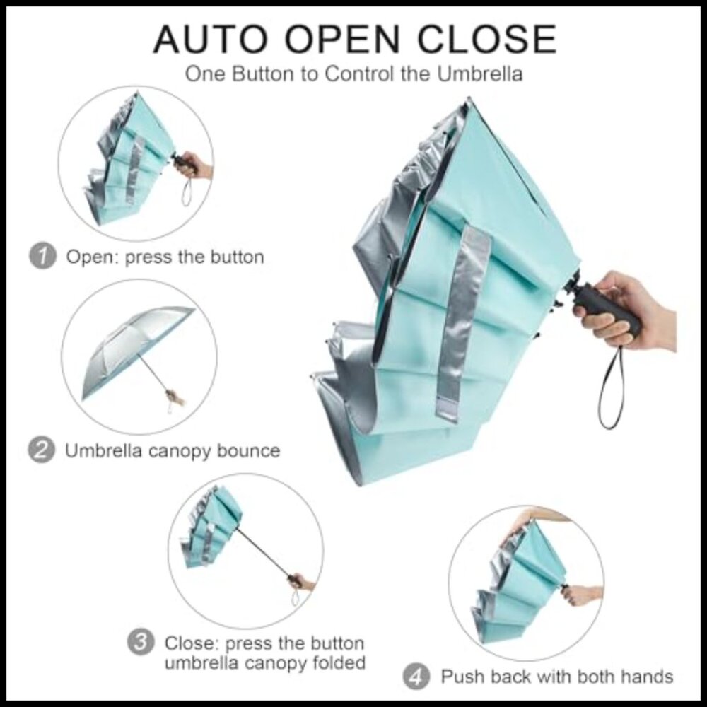 Compact Reverse Travel Umbrella Windproof Uv Prot… - image 4